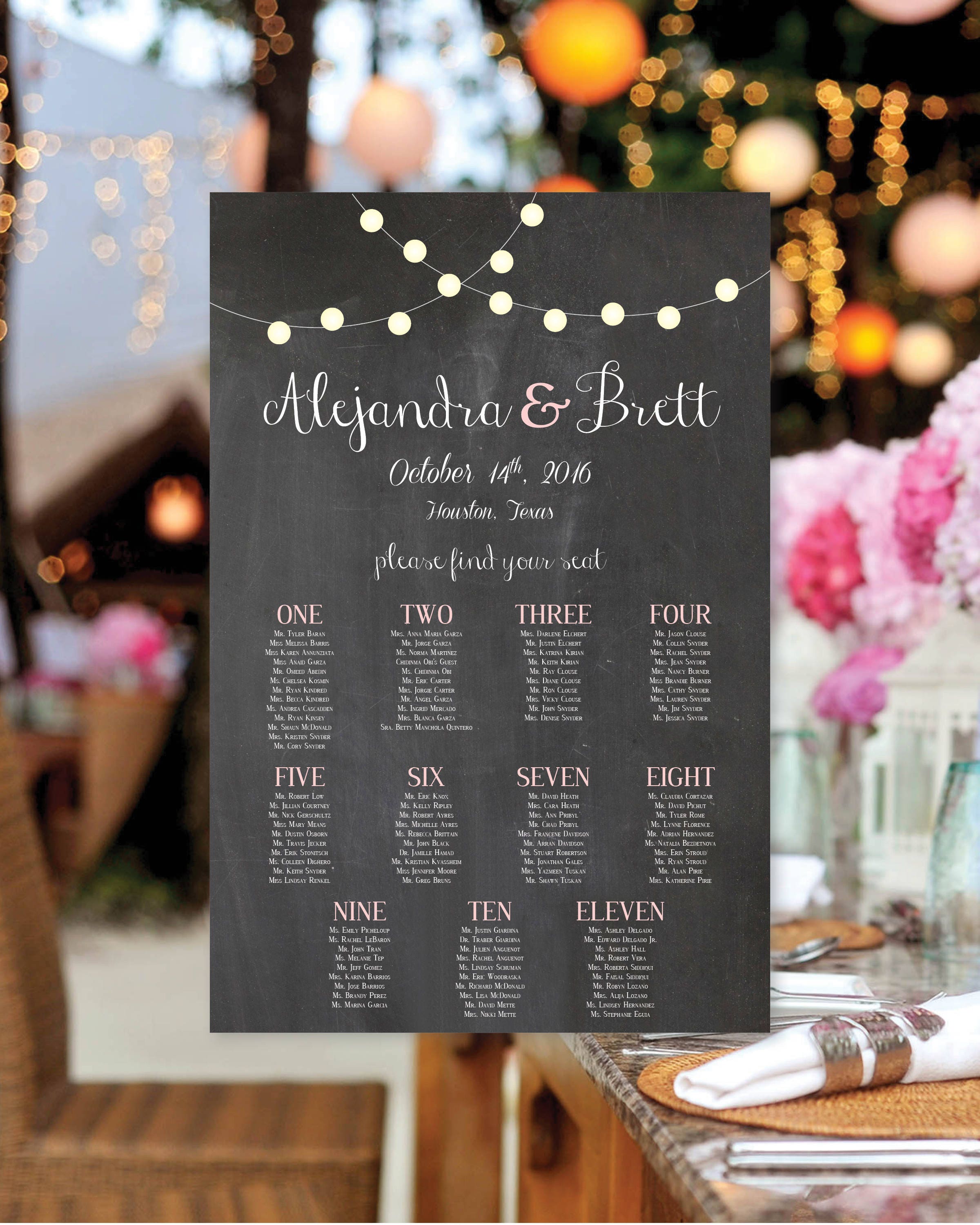 Chalkboard Wedding Seating Chart