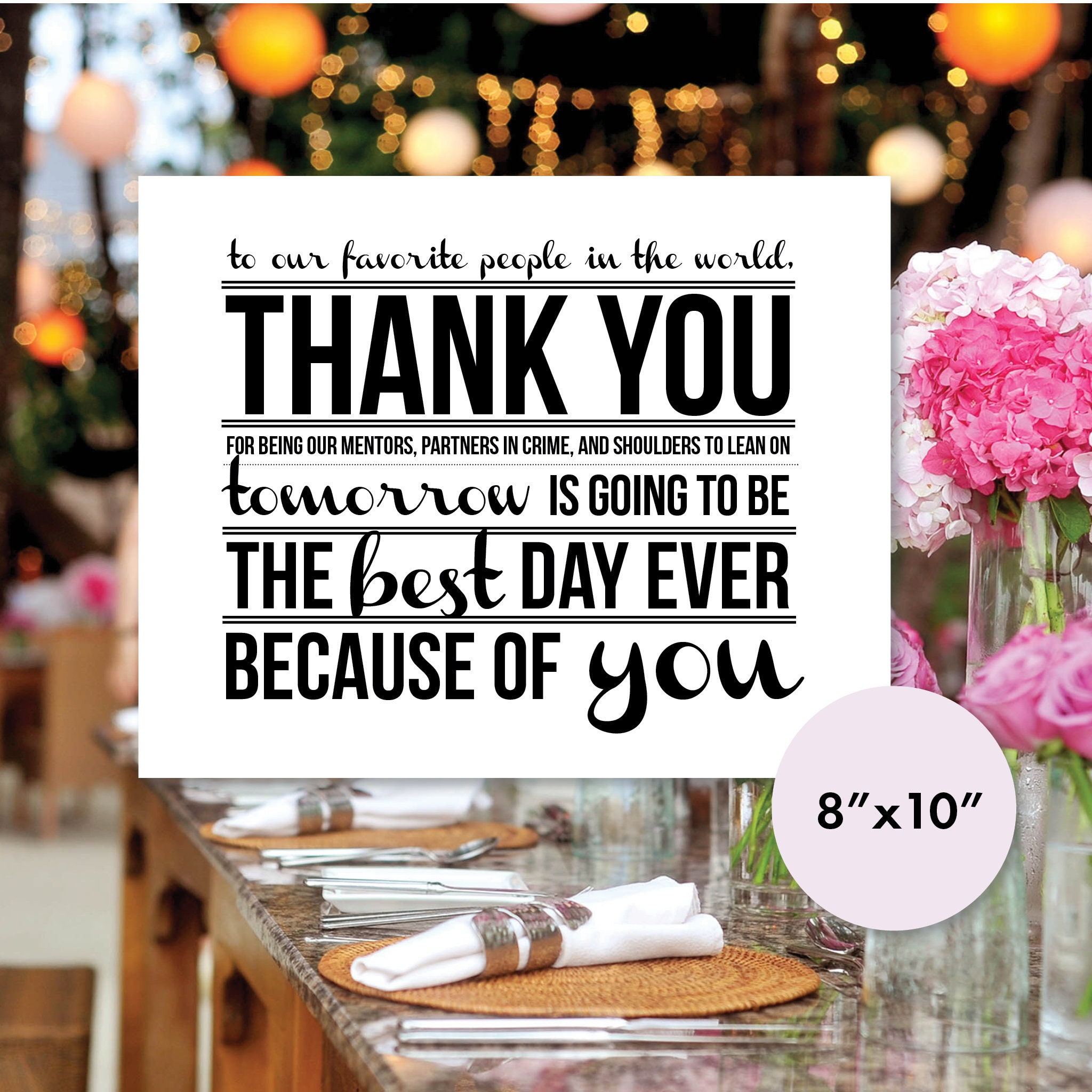 Rehearsal Dinner Thank You Place Card 8x10 Printable instant Etsy