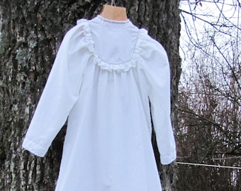 Vintage Handmade Baptism Girl's Dress; White Baptism Dress accented with Silver Ribbon; Vintage Cotton Baby Dress; Handmade Christening Gown
