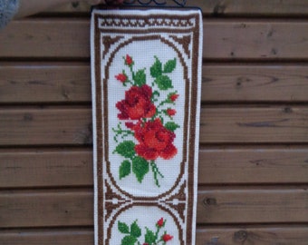 刺繍タペストリー　ベルプル ヴィンテージ ノルウェー ニードルタペストリー 刺繍 クロスステッチ