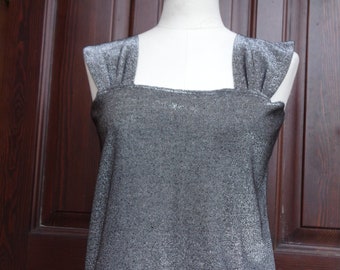 Gray metallic sleeveless top size S made in Finland