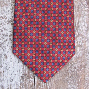 Vintage necktie; 100% Silk Tie; GILBERTO Necktie made in Germany; Dark Red / Dark Blue / Beige Pure Silk Necktie; Vintage Silk Tie