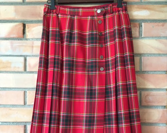 Gonna vintage in tartan rosso taglia C40 vita ~29"/ 74cm