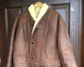 Manteau vintage en peau de mouton retourné Argentine CUERO taille M/L