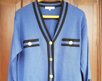 Vintage Blue Cardigan Made in Italy Wool - Etsy