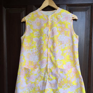 60s Vintage super mini dress, zipper closure cotton dress size S/M