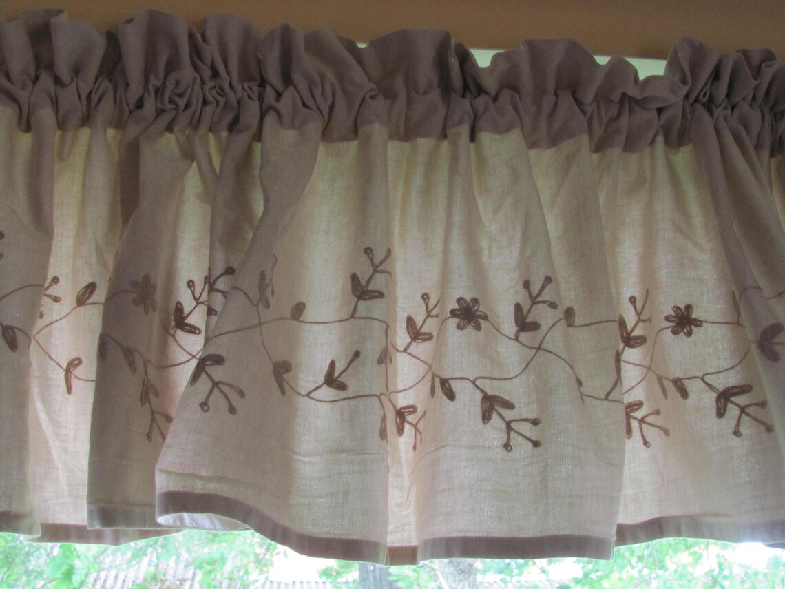 Vintage Kitchen Curtain Valance With Embroidery H15x | Etsy