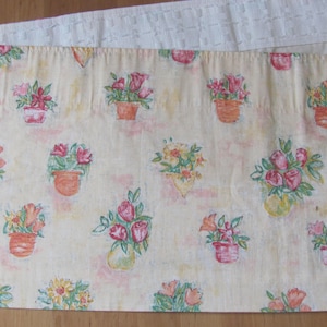 H12 &quot;x B 152&quot; Vintage gordijn valance; Lichtgele katoenen valance met bloemenprint; Gevoerd keukengordijn