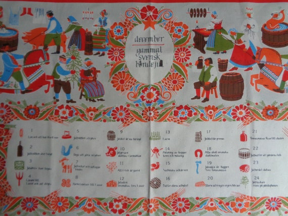 Swedish Vintage Fabric Calendar Janne Martin Handprinted Gamlestadens of  Sweden 23x 35 Christmas Gift - Etsy