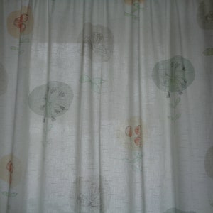 Vintage curtain L84"x W56" Cotton curtain with stylized flower print, Custom kitchen curtain