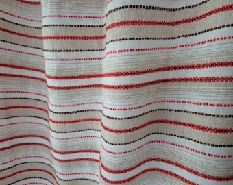 Schwedischer Vintage Küchenvorhang in Creme & Rot mit Streifenmuster