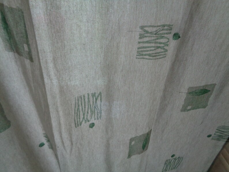 Scandinavian Vintage Curtain Panel W46x L82 Light Gray /& Sage Curtain; 82 Long Curtain Tab Top Unlined Curtain Panel