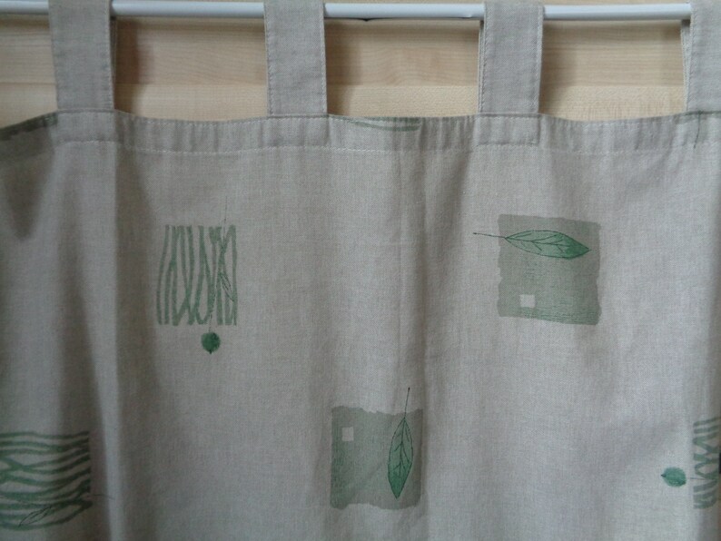 Scandinavian Vintage Curtain Panel W46x L82 Light Gray /& Sage Curtain; 82 Long Curtain Tab Top Unlined Curtain Panel