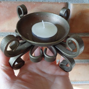 Scandinavian Vintage Iron Candle Holder footed bowl dia 3&quot;, Tealight holder, Brutalist decor.