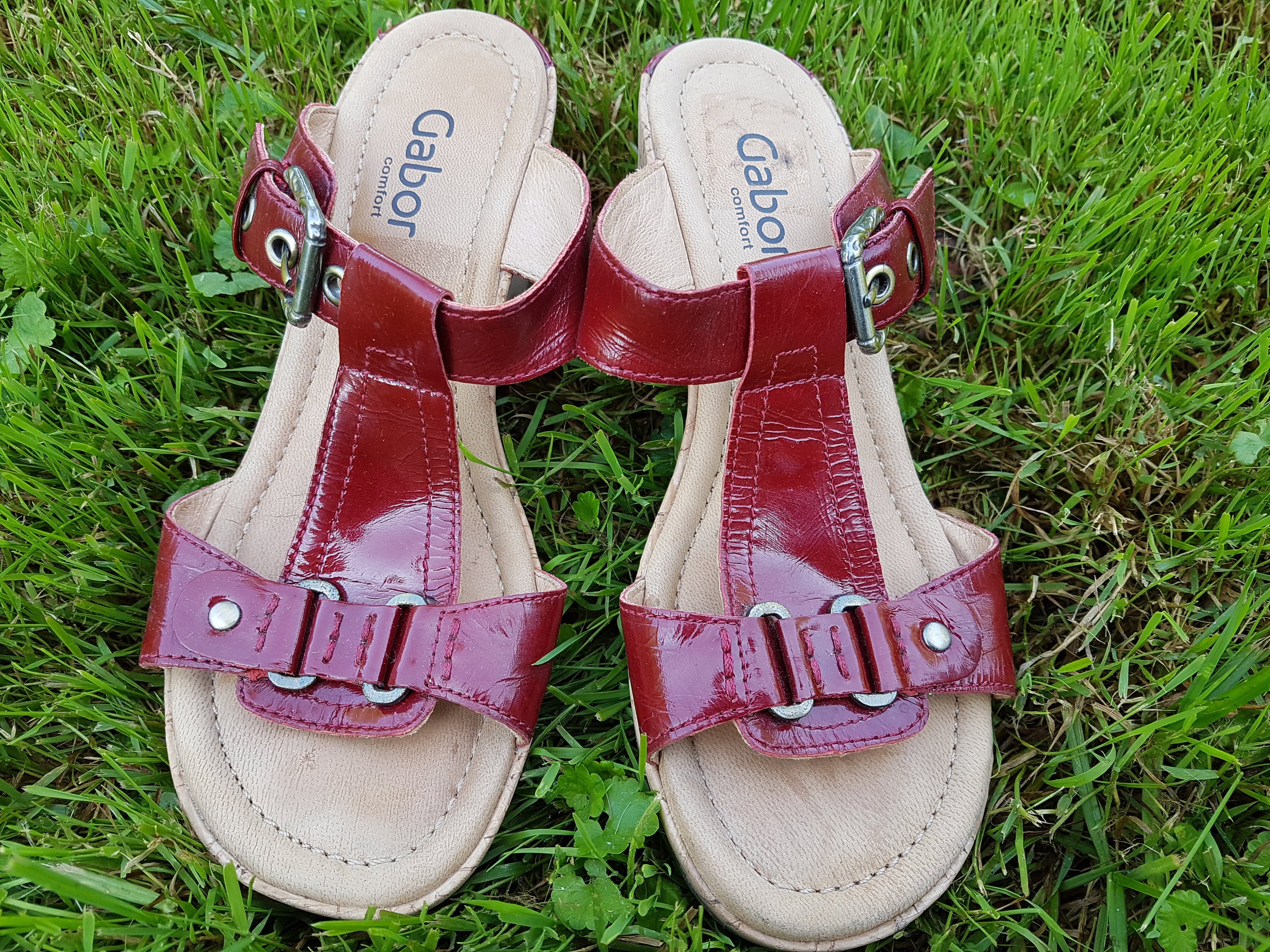 GABOR Comfort Vintage Leather Wedge Slip on Sandals 38.5 - Etsy