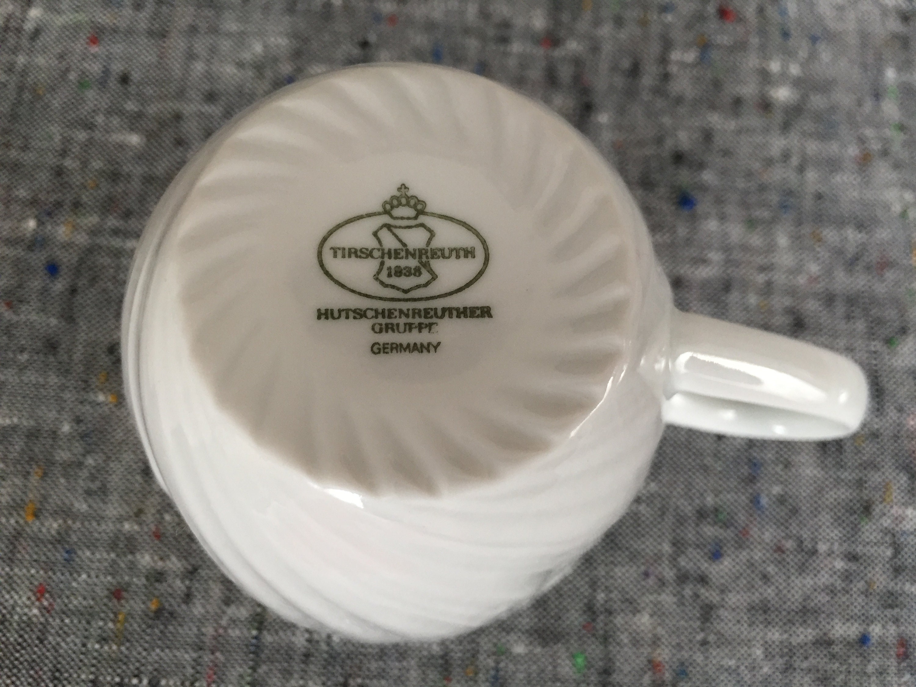 German Vintage White Porcelain Trio, Tirschenreuth 1838 Breakfast