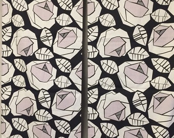 Pair of Swedish ALMEDAHL curtains 2 x 17"x 80" Black & white cotton curtains