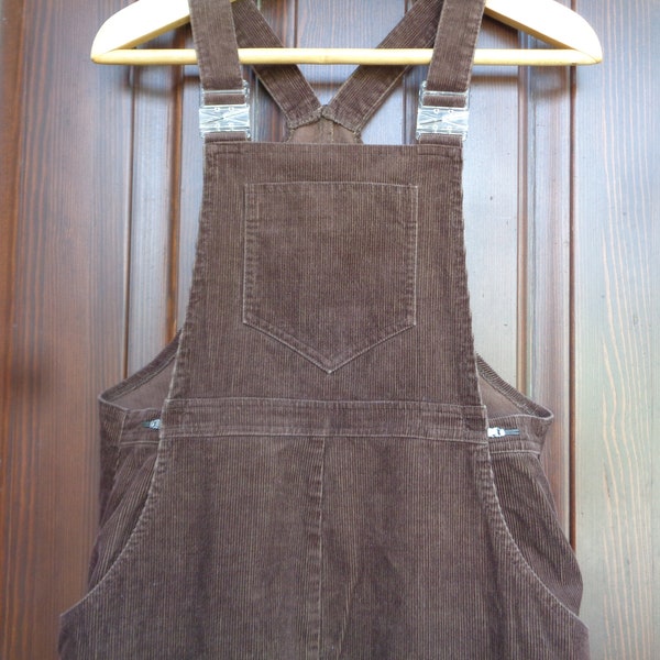 Brauner Cord Overall Rock, FINN-FLARE Vintage Lätzchen Gesamtgröße M; Schwangerschafts-Overall mit verstellbarer Taille