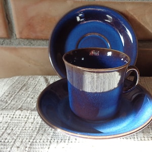 Vintage Coffee Cup with Saucers; 150ml Small Coffee Cup with 2 Saucers; Ombre Blue Ceramic Drinkware