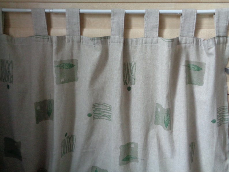 Scandinavian Vintage Curtain Panel W46x L82 Light Gray /& Sage Curtain; 82 Long Curtain Tab Top Unlined Curtain Panel