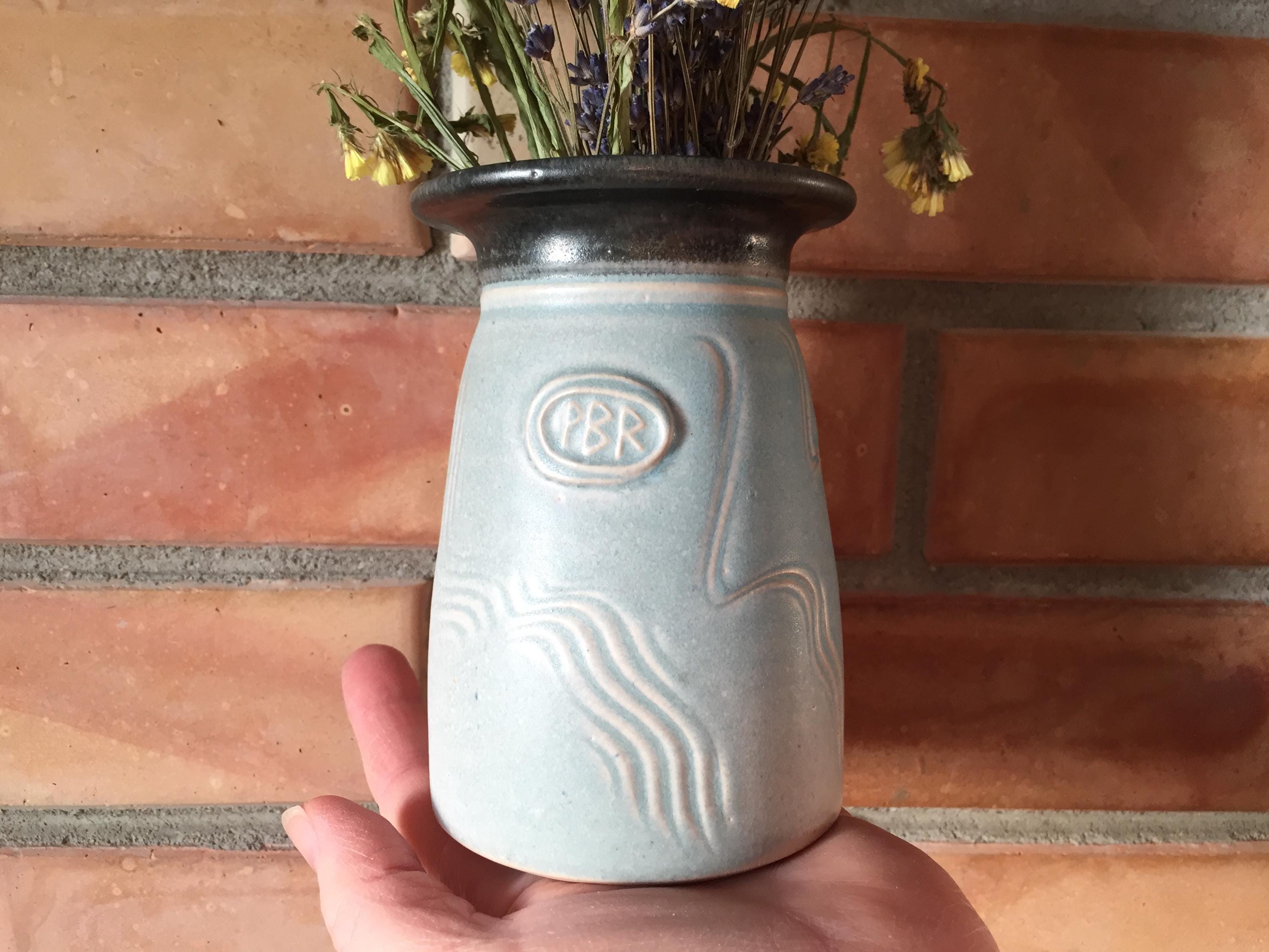 スウェーデン製ヴィンテージ サイン入り PBR スタジオ陶器花瓶 H5