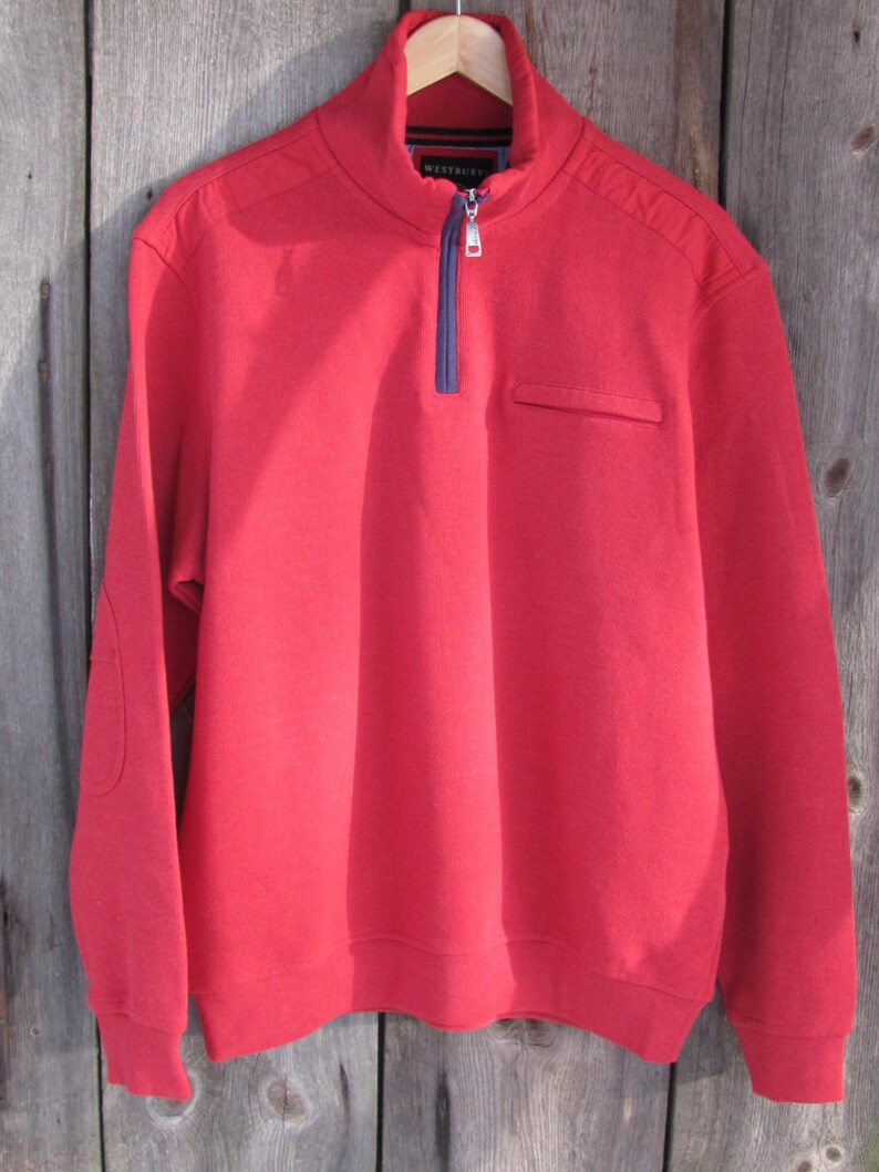 Vintage Sweater size XL; Unworn Vintage Westbury Cotton Jersey Sweater; Red Sweater; Long Sleeve Polo Sweater