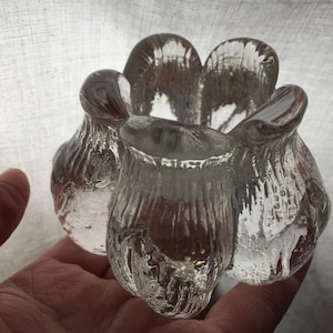 Swedish vintage clear glass tealight holder, Rosebud shape crystal votive holder