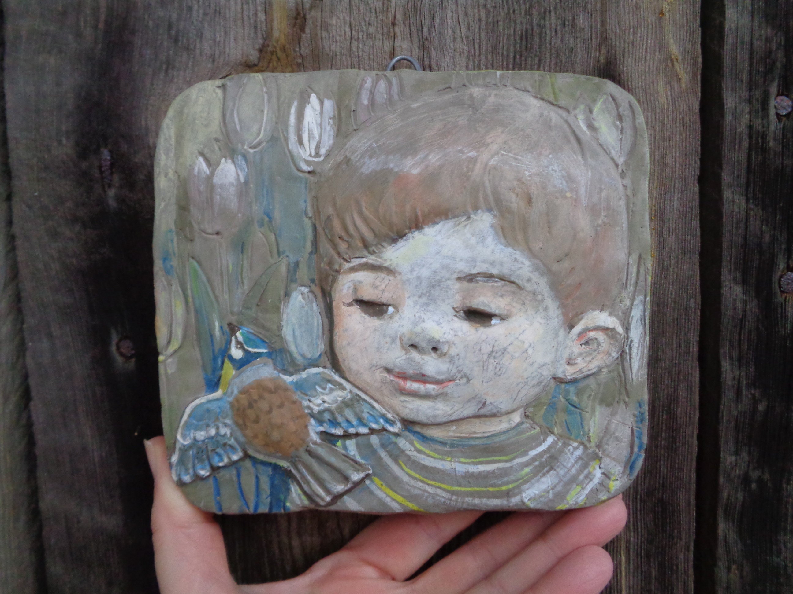 Christina Lundgren-alm Signed Ceramic Relief Wall Plaque