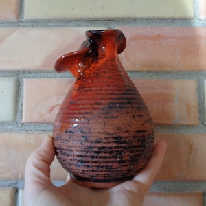 Ninnie Forsgren signierte Keramik Vase, schwedische Vintage Keramik Vase H6&quot; Rot & Braun Ikebana Vase