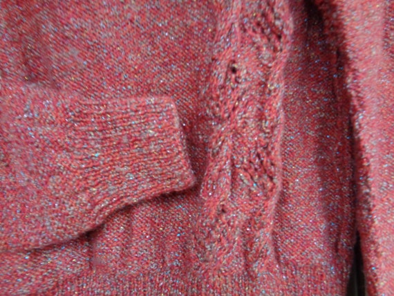 Vintage hand knitted sweater; Brick color sweater… - image 3