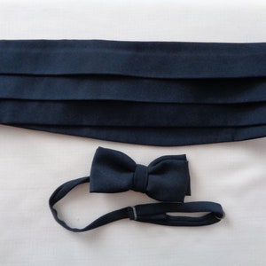 Cummerbund e papillon vintage fatti a mano; Fascia in vita Solid Navy per 31&quot;-34&quot; e papillon