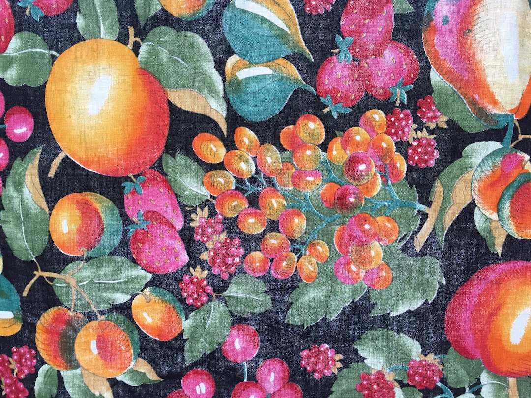 Vintage Kitchen Curtain With Vivid Fruit Print L26"x W26" Custom Size ...