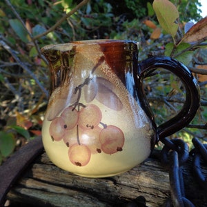 Vintage pottery H4&quot; Small milk jug, Rustic ceramic creamer