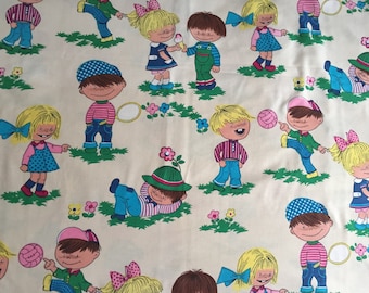 Cortina de algodón vintage W43"x H30"-60" Cortina de habitación para niños