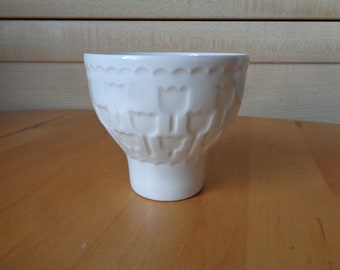 Rörstrand Sweden white porcelain votive candle holder; Tulip design tealight holder / small vase H3"/ 7.5 cm