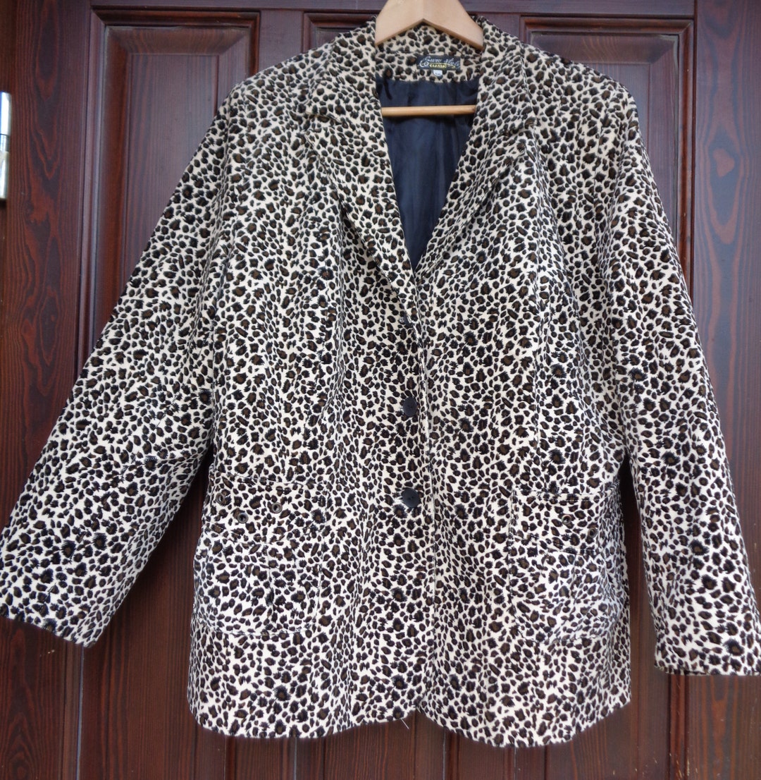 Vintage Jacket Corduroy Jacket With Leopard Print Womens - Etsy