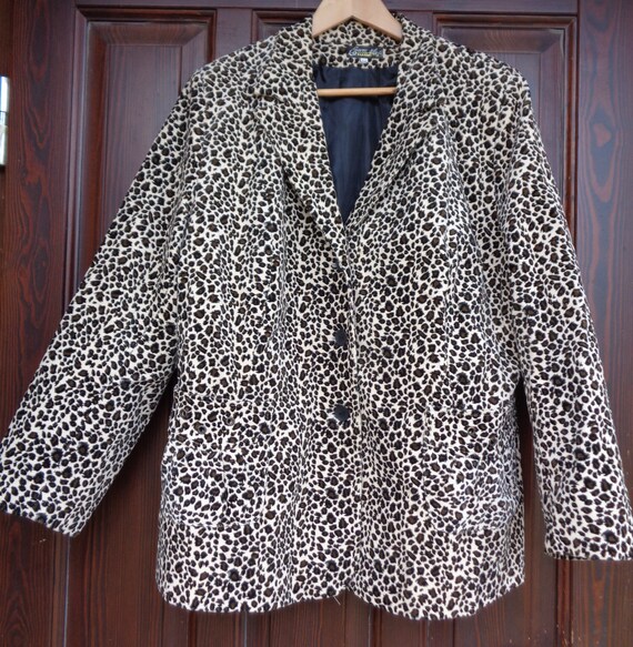 Vintage Jacket; Corduroy Jacket with Leopard Prin… - image 1