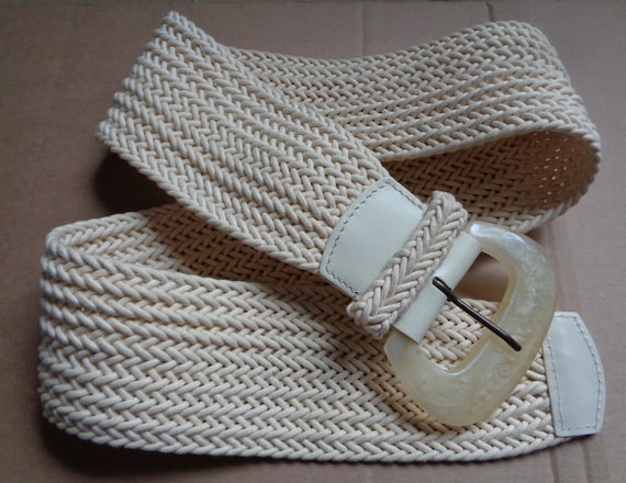Vintage Ecru Cotton Braided Cord Belt With Plastic Buckle - Etsy display picture 2
