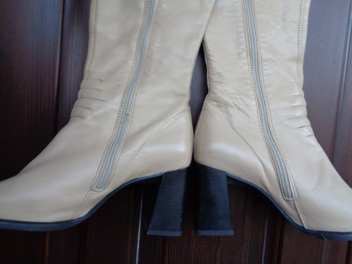 Vintage Vagabond Boots Beige Leather Boots Made in Portugal Etsy