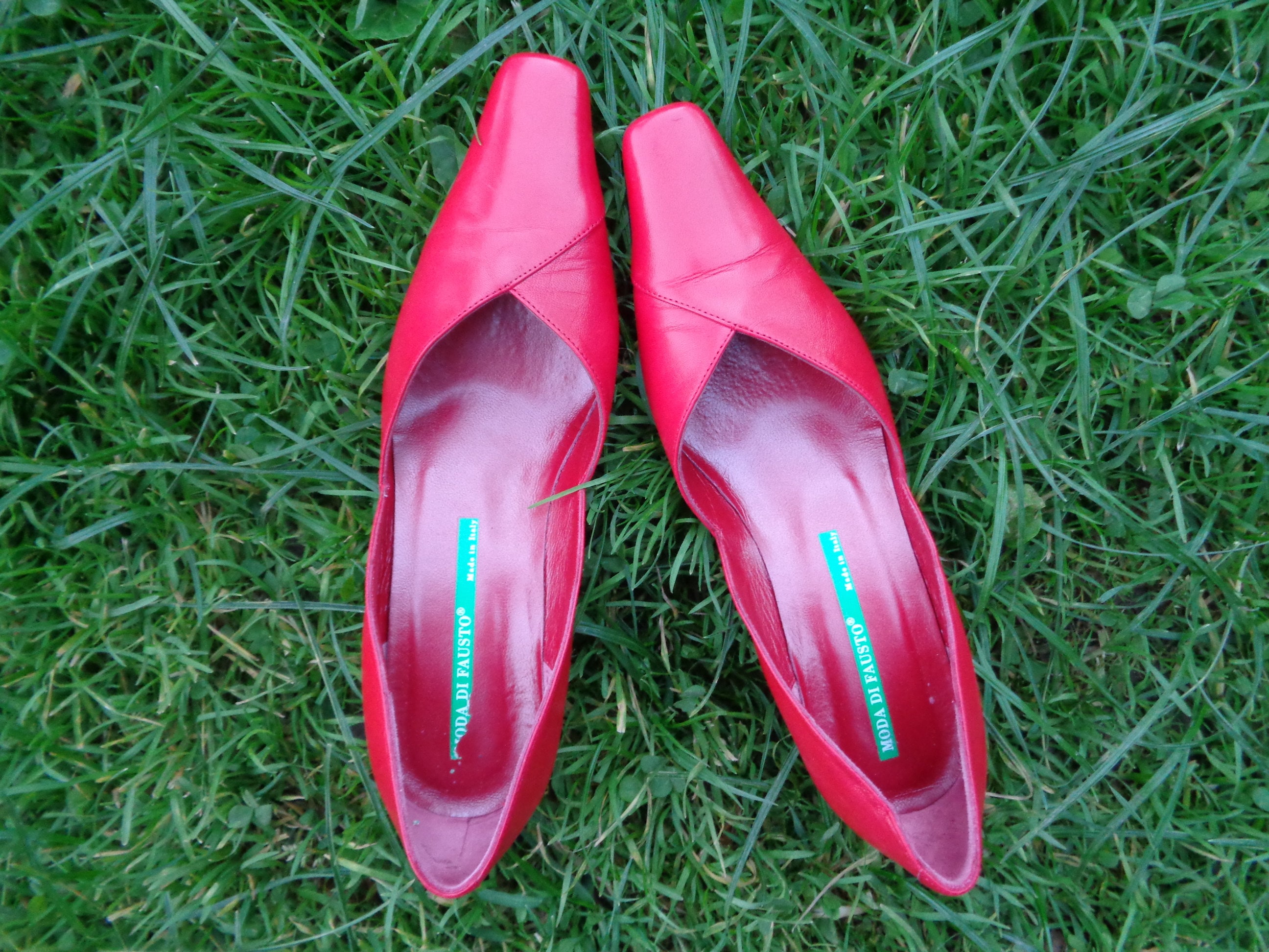 maat 36 Vintage lederen en parelmoer muilezels gemaakt in Italië Schoenen damesschoenen Klompen & Muilen 