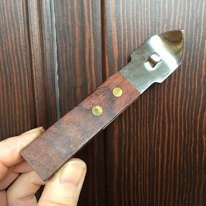 Scandinavian vintage bottle opener, Wooden handle Stainless Steel bottle opener L 12cm