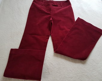 KappAhl Swedish Vintage Velvet Pants size 36; Dark Red cotton velvet low rise trousers, inseam 30"/ 77cm