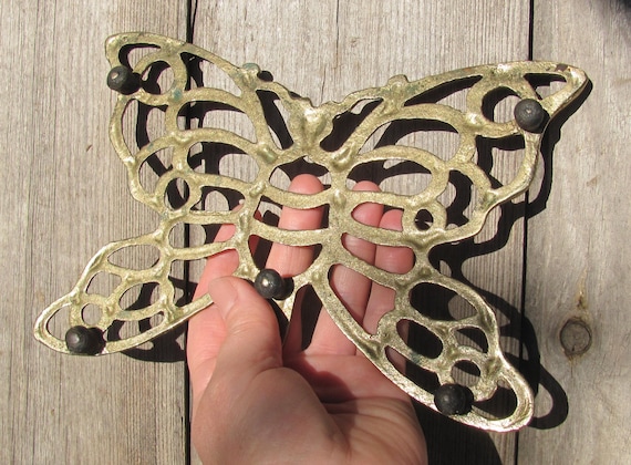 ヴィンテージ真鍮製鍋敷き、蝶の形の鍋敷き、キッチン装飾 - Etsy 日本