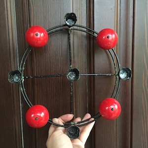 Swedish vintage candle holder; Metal & Wood candelabra
