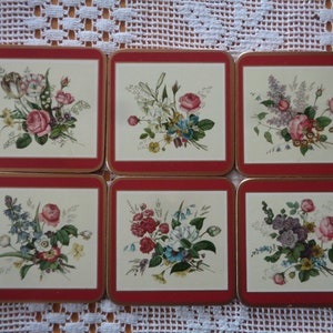 Set of 6 Traditional coasters by PIMPERNEL made in England size 4&quot; square 10cm