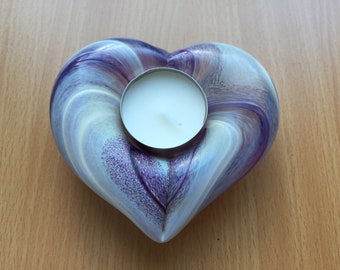 Lasi Ruusu Glass Tealight Holder, Finnish Vintage Lilac