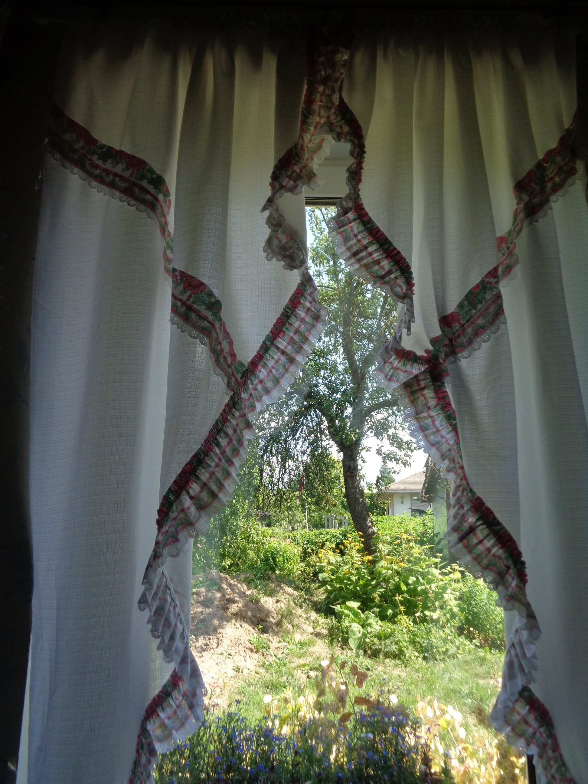 Paar schriffene Vorhänge Vintage Vorhänge 2 x H60x | Etsy