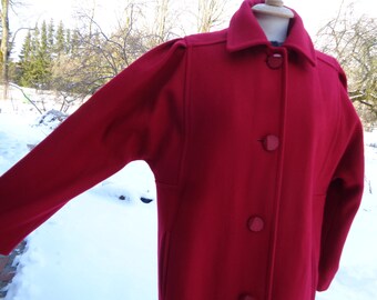 80s vintage JENSEN Coat made in Denmark; Red 87% Wool coat size 40 /M