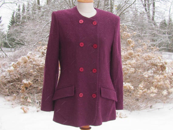 80s Vintage Alexon Wool Rich Blend Long Jacket Made in Great