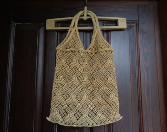 Vintage macrame bag; Eco-friendly jute market bag; Boho bag